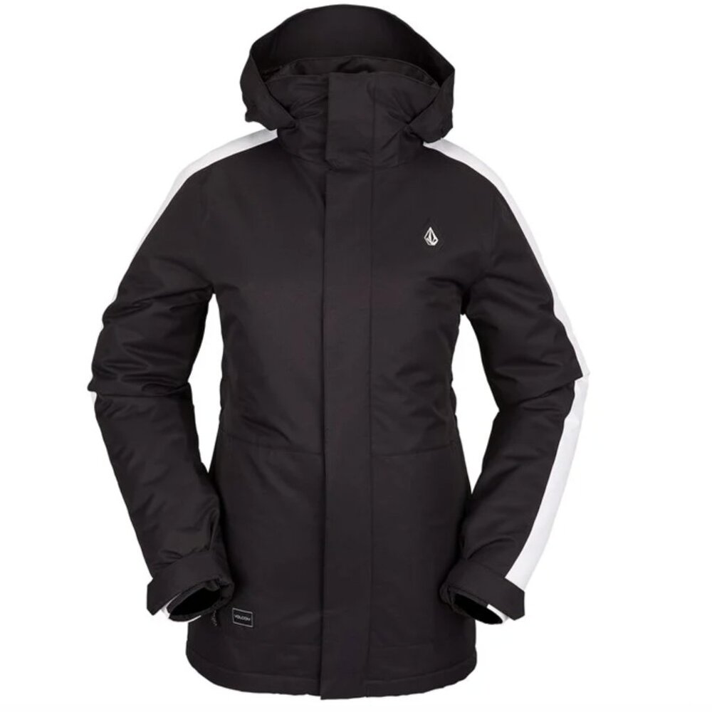Volcom Westland Insulated Snowboard Jacket sz Small Women's Black White Vents